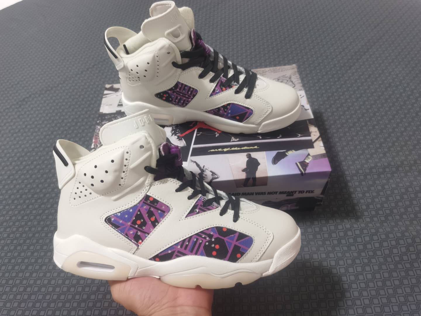 Original Air Jordan 6 White Purple Black